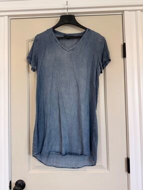 Casual Light Blue V-Neck Mini Dress